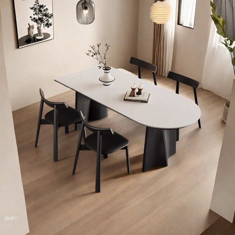 Table de salle à manger semi-circulaire, H 29,52 po x L 70,86 po x l 35,43 po