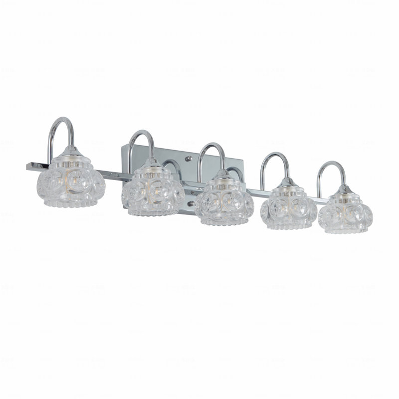 Vintage Crystal Vanity Light Fixture  - Elegant 5-Light Configuration For Bathroom Use Mirror Fixture With Clear Glass Material Shades