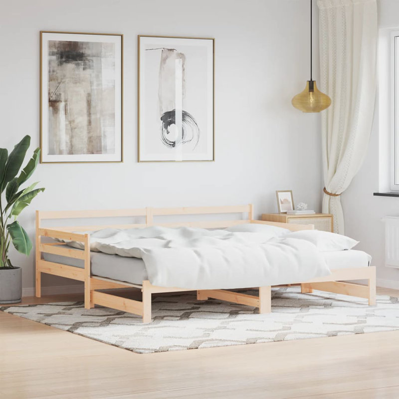 Solid Wood Daybed, Brown, European Single (90 x 200cm)