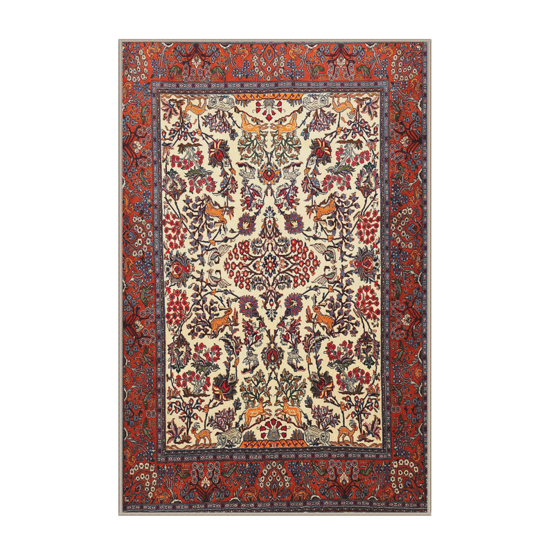 Tapis brun/noir/crème traditionnel, Rectangle 5 pi x 8 pi