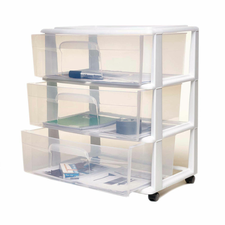 Homz Plastic 4 Drawer Medium Home Storage Container, Clear Drawers