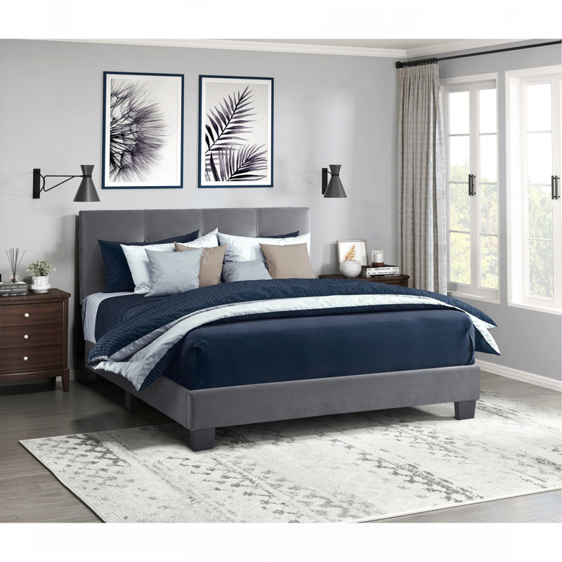 Mobilier de chambre à coucher 1pc, Lit double, Gris foncé