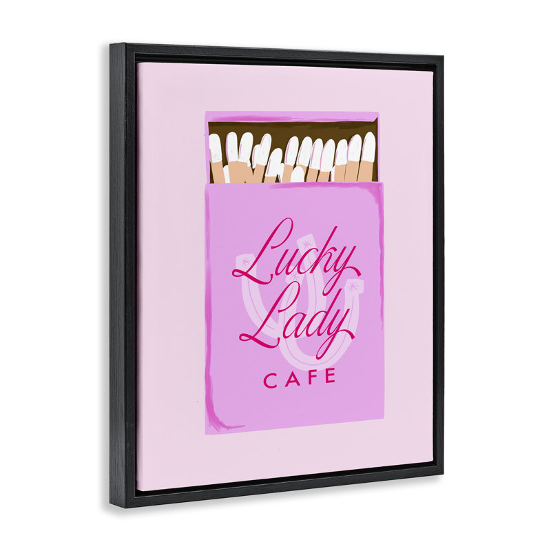 Cadre flottant Lucky Lady Cafe Matchbox, design par Cherrywood Lane, H 21 po x l 17 po, Cadre flottant noir de jais