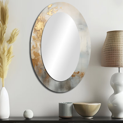 Décoration de miroir mural beige or bleu océan tempête I - Beige