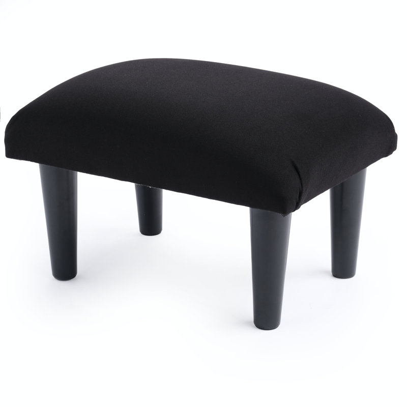 Lenora 38cm Wide Velvet Rectangle Footstool Ottoman, Black, Black