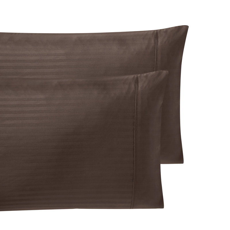 Ensemble de draps 6 pièces Dobby, Café rayé, Ensemble de draps pour très grand lit californien