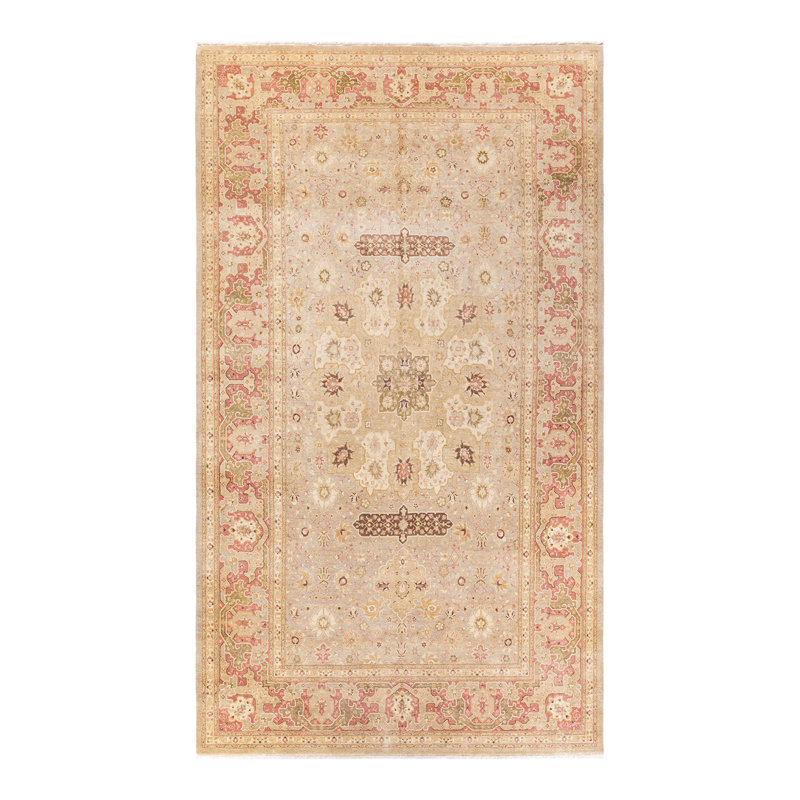 Tapis gris clair / brun / orange noué à la main de conception unique 8 pi 3 po x 13 pi 10 po Hayner
