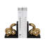 Modern Resin Snake Bookends on L-Shape Base - Decorative Book Ends for Bookshelf or Home Desk Decor - Set of 2, 6", Black & Gold