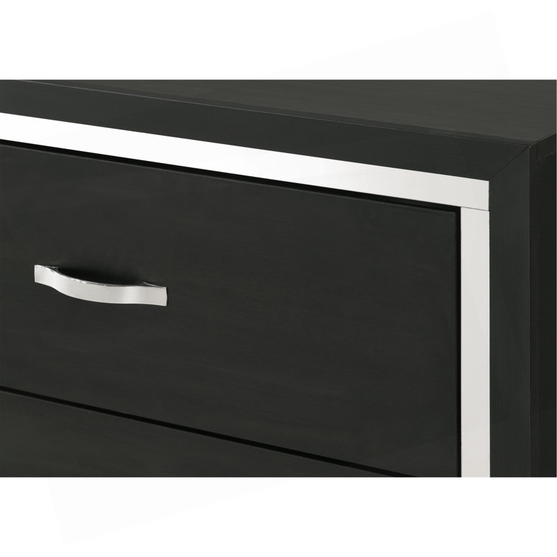 Mobilier de chambre à coucher moderne en bois noir élégant avec commode et commode 1 pièce Glam