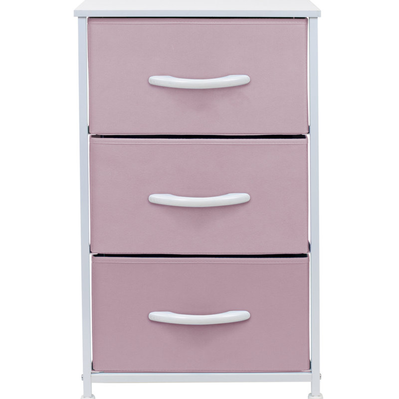 Commode 3 tiroirs - Aqua, Rose / blanc