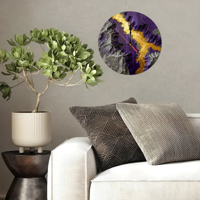 10" Round Wooden Wall Clock, Silent Quartz Movement, UV-Printed Design, Battery Operated