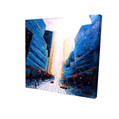 Blue Building Cities Canvas - Blue Asymmetrical Street Decor