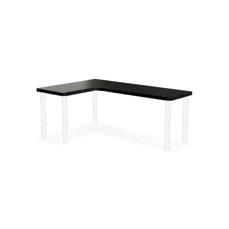 Bureau noir en bois massif en forme de L, Retour à gauche, H 29,53 po x l 70,87 po x P 21,65 po