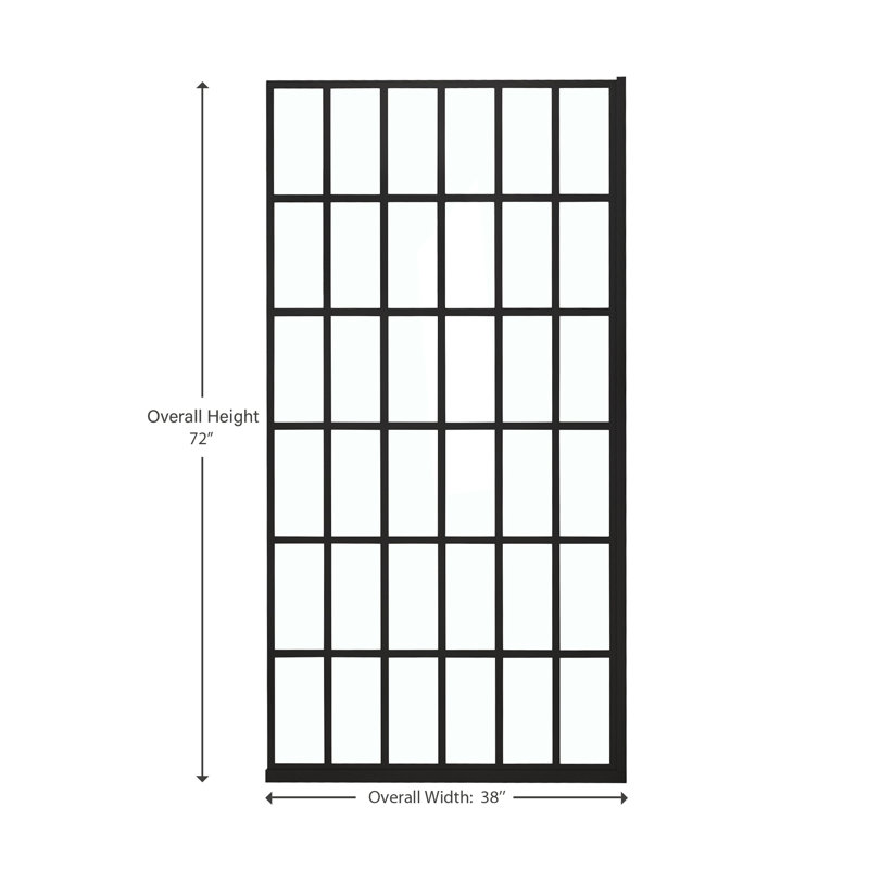 Frameless Single Fixed Shower Panel, 72" H x 38" W x 0.32" D