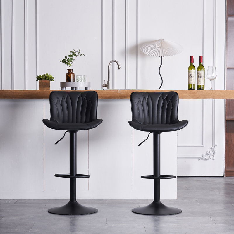 Tabourets de bar pivotants à hauteur réglable, tabourets de bar modernes en similicuir, tabouret de comptoir rembourré, Noir
