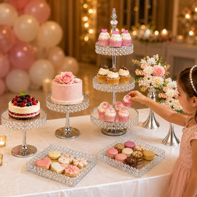 7 Pcs Cake Stands – Dessert Table Display Set with Trays for Wedding, Birthday & Parties