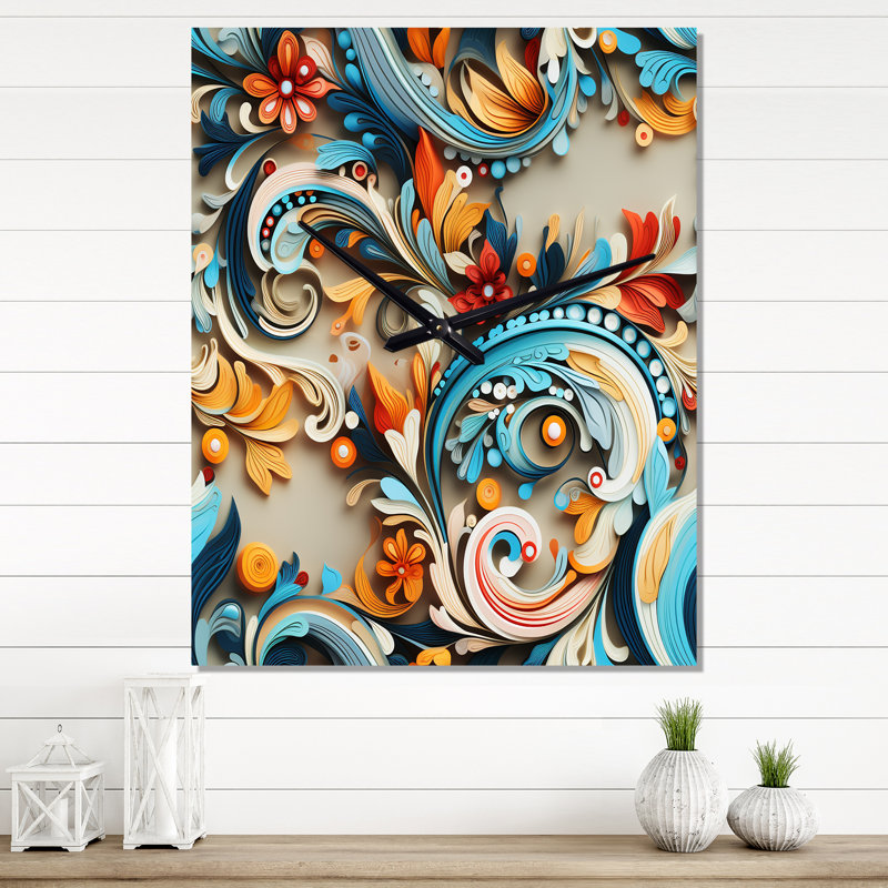Yellow Buttercups Field Vibrant I - Bohemian & Eclectic Wall Clocks, Extra Small