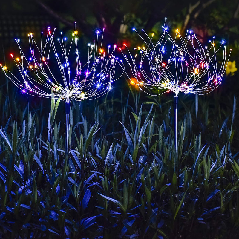 2 pcs Solar Firework Lights Trees, Multi Colour