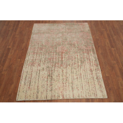 Earth Tone Wool Abstract Oriental Rug 5x7