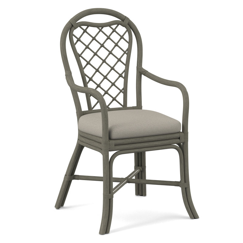 Trellis Dining Arm Chair, Greystone, White Performance Fabric; 0851-94