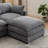 Majuma Chenille Fabric Upholstered 3-Seater Sofa with Ottoman-407985014