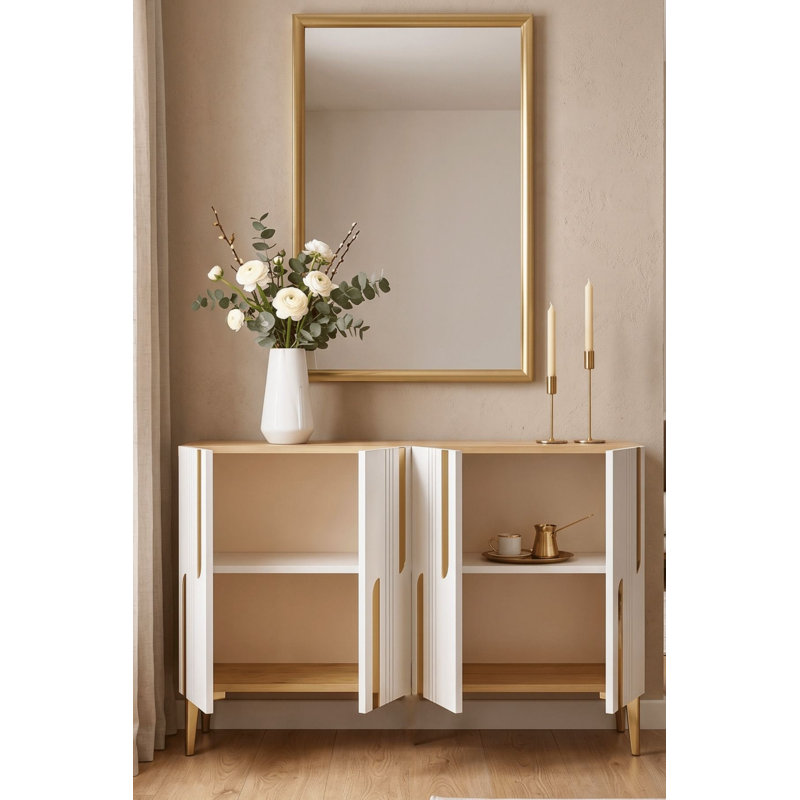 Console, Beige/White/Gold