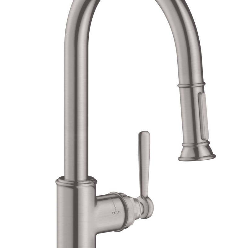 AXOR Montreux 2-Spray HighArc Kitchen Faucet with Pull-Down, 1.75 GPM, Steel Optic