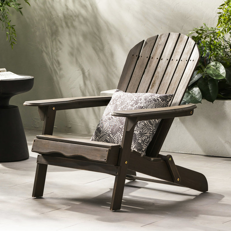 Chaise d'extérieur grise fabriquée en bois massif pliable pour une vie pratique, Gris