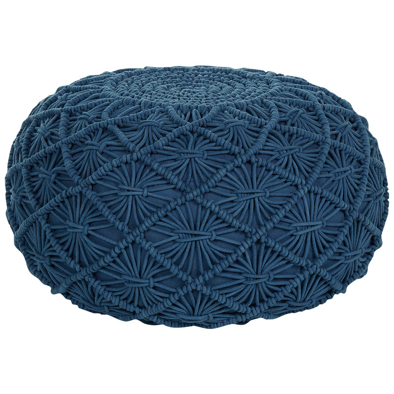 Gerasim 50cm Wide Round Pouffe Ottoman, Navy Blue