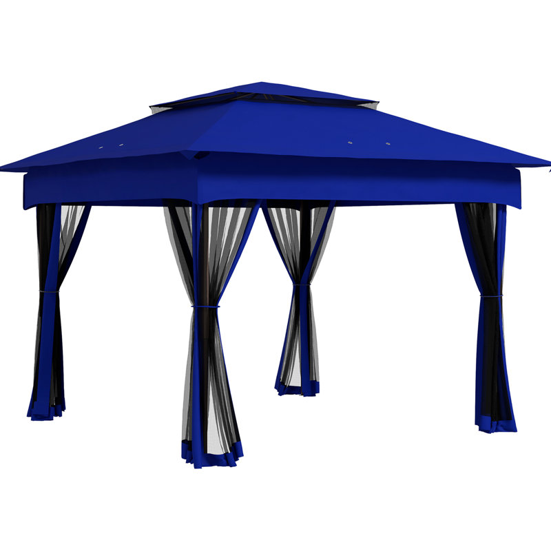 Auvent Pop Up 11 pi x 11 pi, pavillon de jardin extérieur avec filet amovible, tente instantanée, pavillon bleu, événement