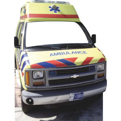 SP13258 Ambulance 911 debout dans un hôpital de secours en carton découpé debout