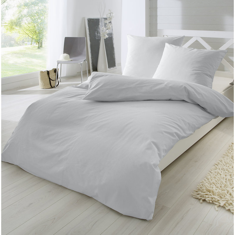 Perkal Bettwäsche 100% Baumwolle, Double - 2 Pillowcases (80 x 80 cm), Grey