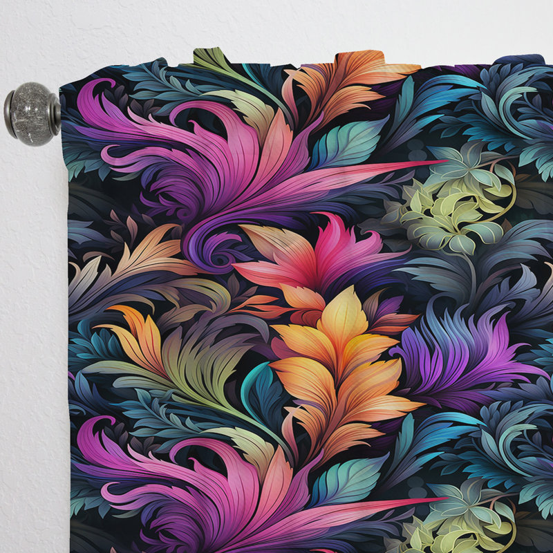 Neon Foliage Botanical Motif I - Rideau floral - Rideau floral obscurcissant - 1 panneau, L 52 po x L 95 po