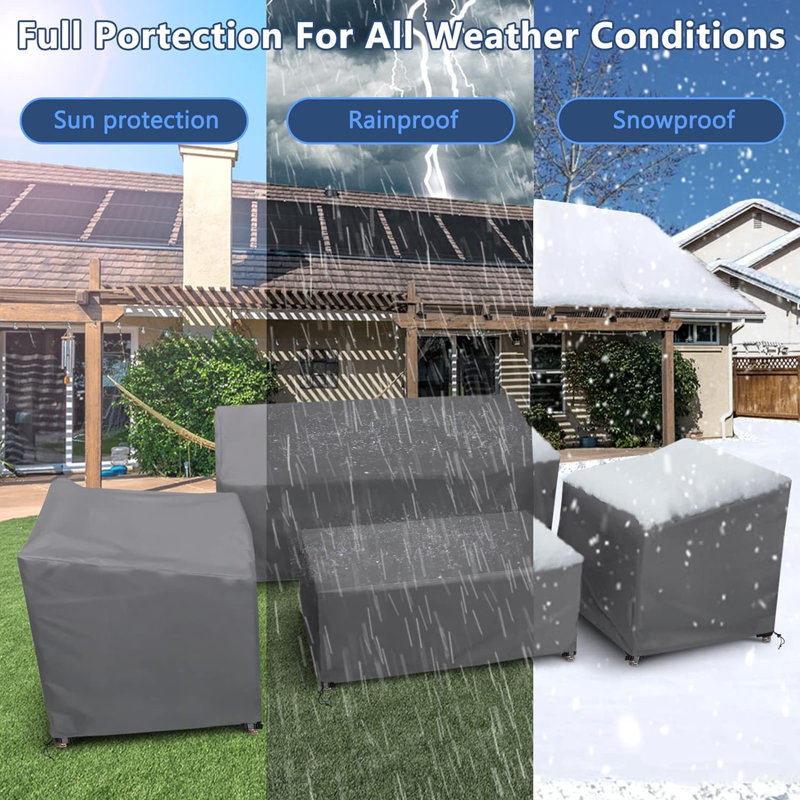Outdoor Conversation Set Cover, 13" H x 45" W x 25" D, Gray