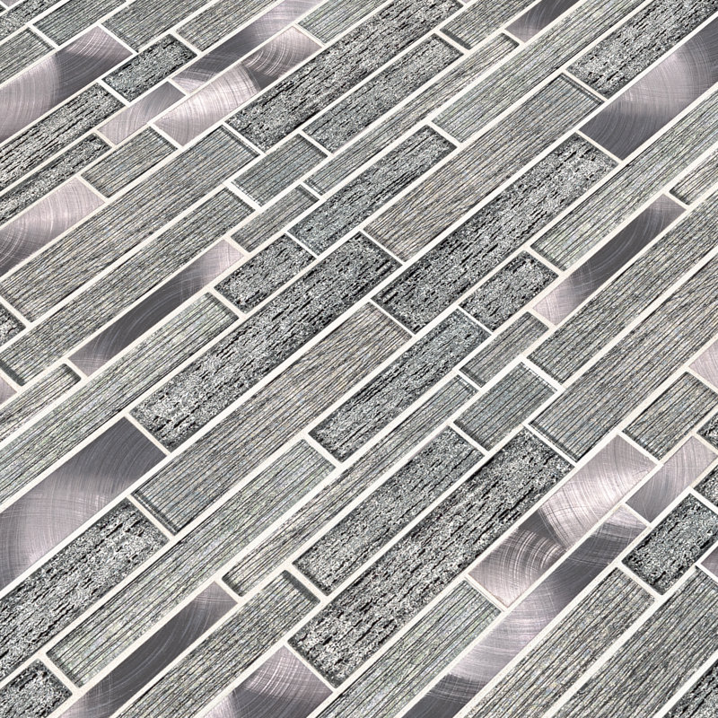 Lavera Noire Interlocking 12 in. x 12 in. Glass Metal Blend Mosaic Wall Tile