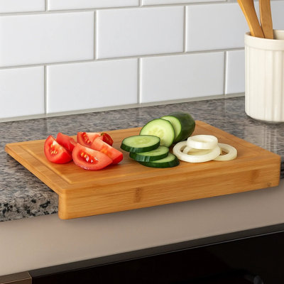 Bamboo Wooden Large Secure Counter Edge Cutting Slicing Chopping Serving Board
