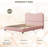 Pink Velvet Bed with Boucle Headboard – Soft Rounded Corners, Sturdy Wooden Slats, Platform Full Bed, Noise-Free, Easy Assembly-1023805365-1023805368