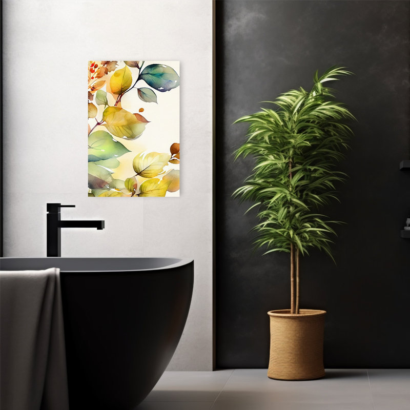 Golden Fall Leaves, fleur abstraite, impression d'art mural, H 24 po x l 16 po