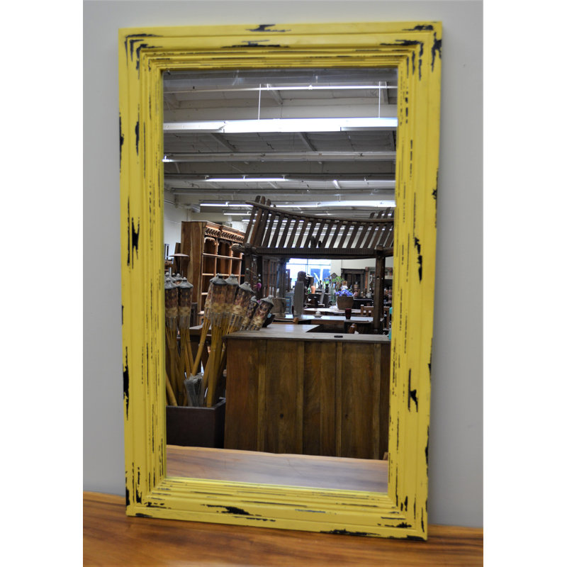 Miroir d'appoint biseauté traditionnel, Jaune / Noir