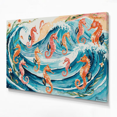 Hippocampe hawaïen, art mural sur toile blanche