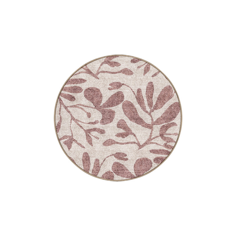 Benjain Washable Floral Indoor Rug, Round 4'