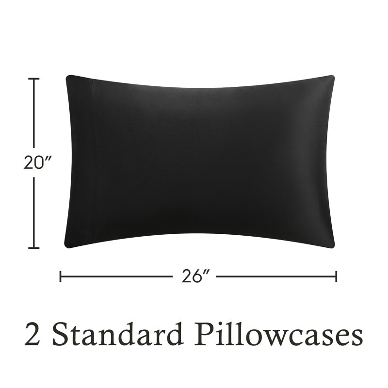 Satin Pillowcases, Standard Pillowcase, Black