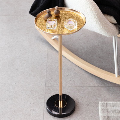 Table d'appoint réglable avec support à fleurs: métal, marbre, élégant, plateau décoratif en marbre, aspect réglable et élégant