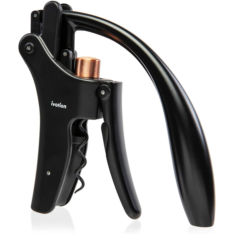 Ivation Black Stainless Steel Manual Wine Bottle Opener