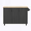 Îlot de cuisine cannelé de 51 po avec abattant K&K, îlot de cuisine sur roulettes avec support de rangement interne, chariot de cuisine roulant avec porte-serviettes pour la cuisine, la salle à manger, le frêne noir-2109291162