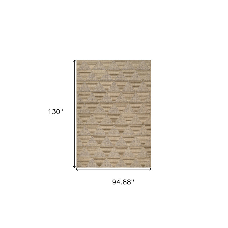 Tapis d'intérieur / extérieur géométrique beige et brun 8 pi x 11 pi