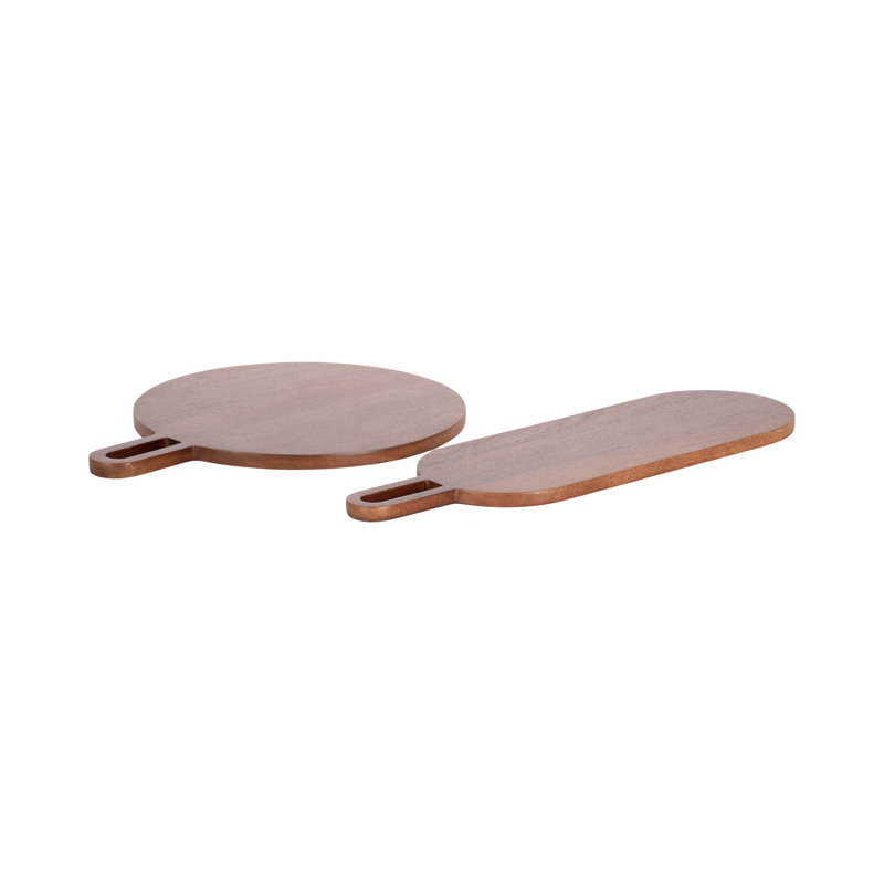 Plateau en bois massif Crosston - ensemble de 2, Bois brun
