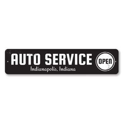 Open Auto Service Custom Aluminum Sign