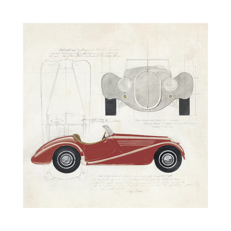 Roadster I Red Car by Avery Tillmon - Wrapped Canvas Print, 66.04 cm H x 66.04 cm W