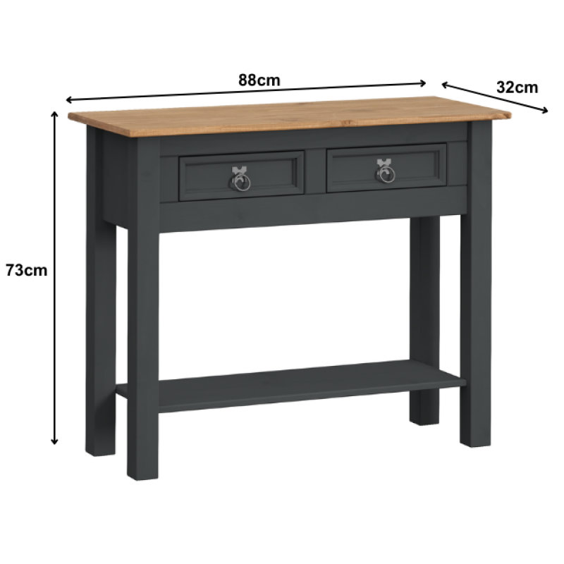 Palmea 88cm Solid Wood Console Table, Dark Grey